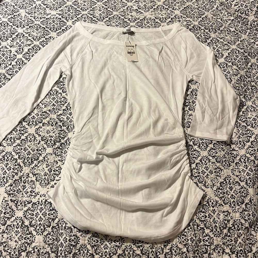 Express white 3/4 sleeve t shirt